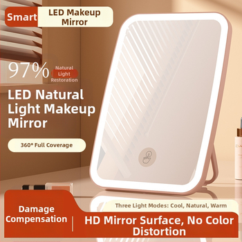 Kozmetikai tükör újratölthető LED-es lámpával, púderes rúzs, kettős célú, nagyított szépségtükör, kézi, kétoldalas, összecsukható, hordozható