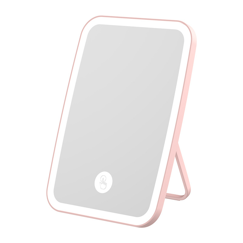 Kozmetikai tükör újratölthető LED-es lámpával, púderes rúzs, kettős célú, nagyított szépségtükör, kézi, kétoldalas, összecsukható, hordozható