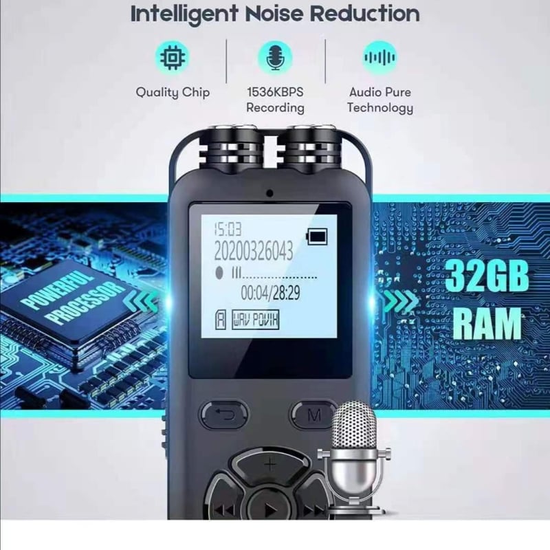 T69 határokon átnyúló hangrögzítő Core 2159 intelligens zajcsökkentő rendszerrel, nagy kapacitású, nagy felbontású, ultrahosszú készenléti felvevőeszköz