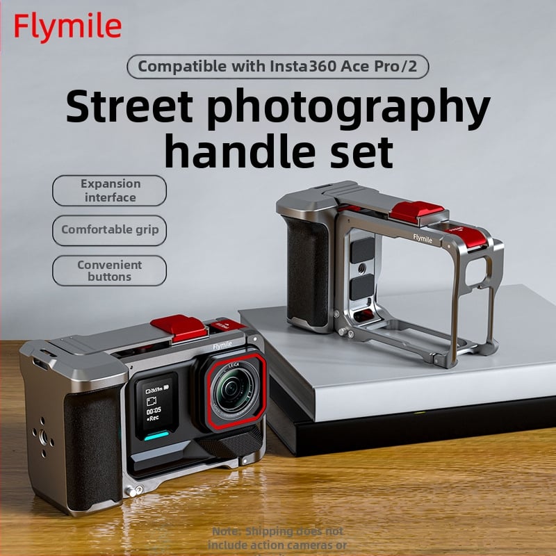 A Flymile alkalmas az Insta360Acepro2 Street Shooting fogantyúkészlethez, sportkamerakeret-fotózási kiegészítőkhöz