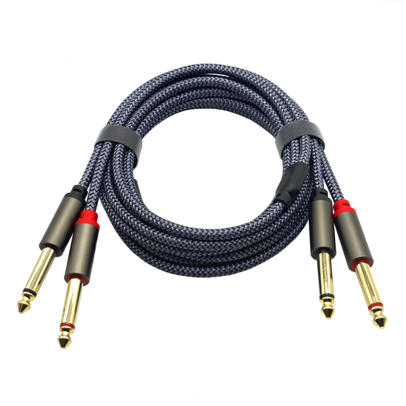 Divkāršs 6,5 mm audio kabelis, mikrofona instrumentu skaņošanas kabelis, elektriskā kaste, ģitāras basa skaļrunis, divkāršs 6,35 mm ģitāras kabelis