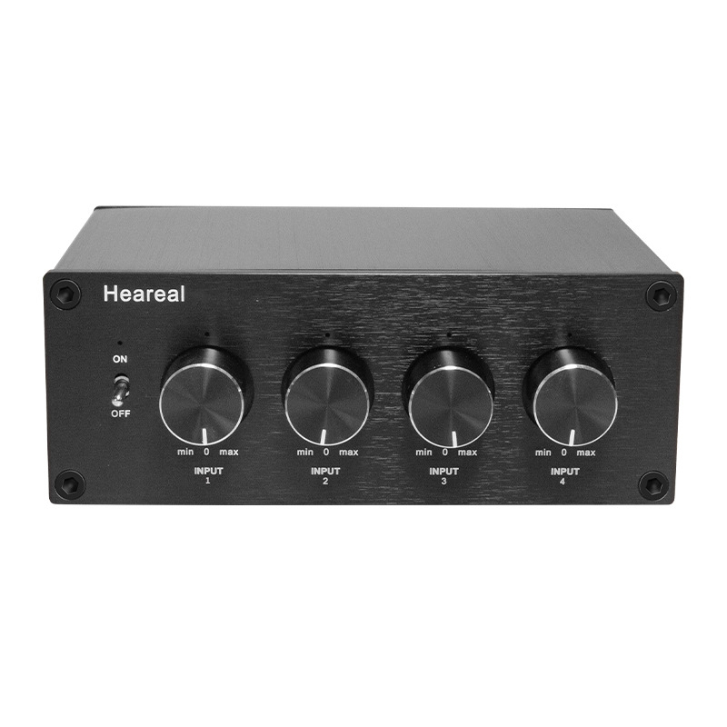 4-sisend-1-väljundiga mikser, mitmekanaliline samaaegne sisend, HiFi kahekanaliline heli, neljasuunaline sisend, ühesuunaline väljundhäälestus