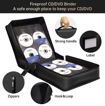 Didelis, ugniai atsparus CD laikymo krepšys su užtrauktuku, daugiasluoksnis, vandeniui atsparus CD laikymo krepšys