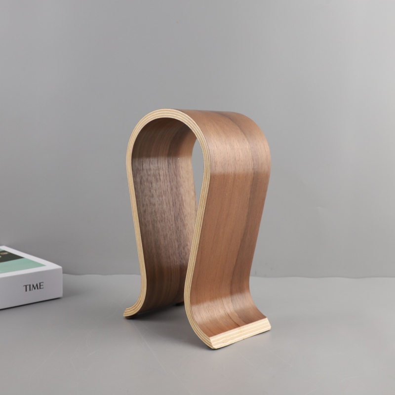 Modern, egyszerű, tömörfa, dió színű fejhallgató-állvány, e-sport szoba, hálószoba, bejárat, dolgozószoba, lakberendezési tárgyak