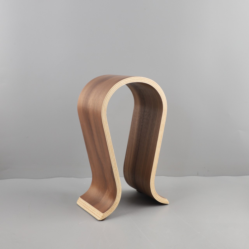 Modern, egyszerű, tömörfa, dió színű fejhallgató-állvány, e-sport szoba, hálószoba, bejárat, dolgozószoba, lakberendezési tárgyak