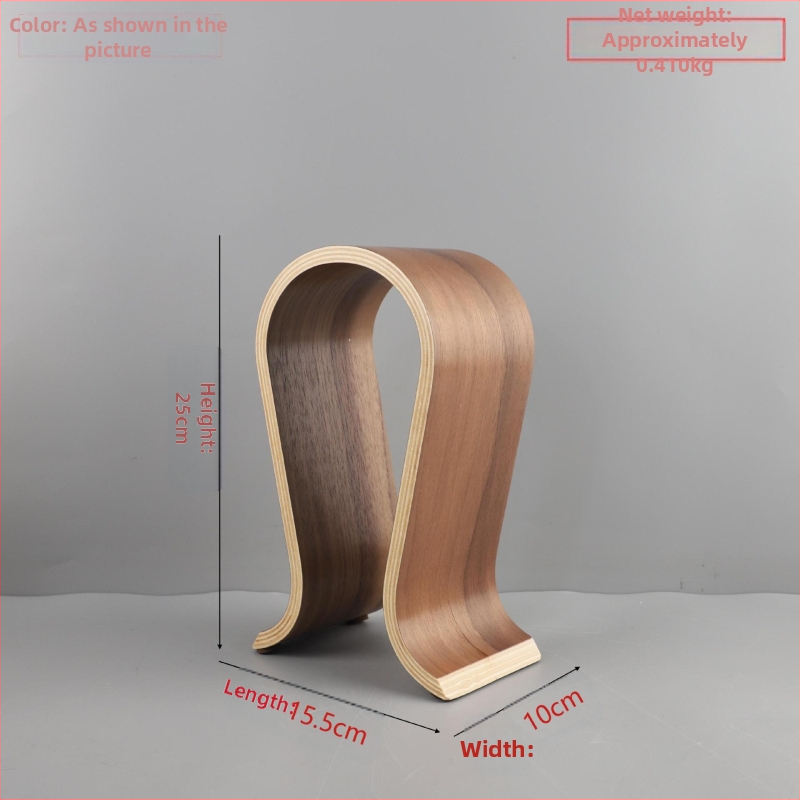 Modern, egyszerű, tömörfa, dió színű fejhallgató-állvány, e-sport szoba, hálószoba, bejárat, dolgozószoba, lakberendezési tárgyak