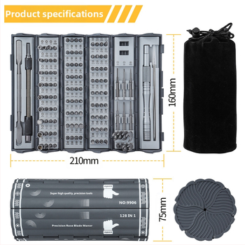 128 dalių tikslių atsuktuvų rinkinys, skirtas išardyti mašinas, prižiūrėti, daugiafunkcis rankinis atsuktuvas, tūrio rinkinys