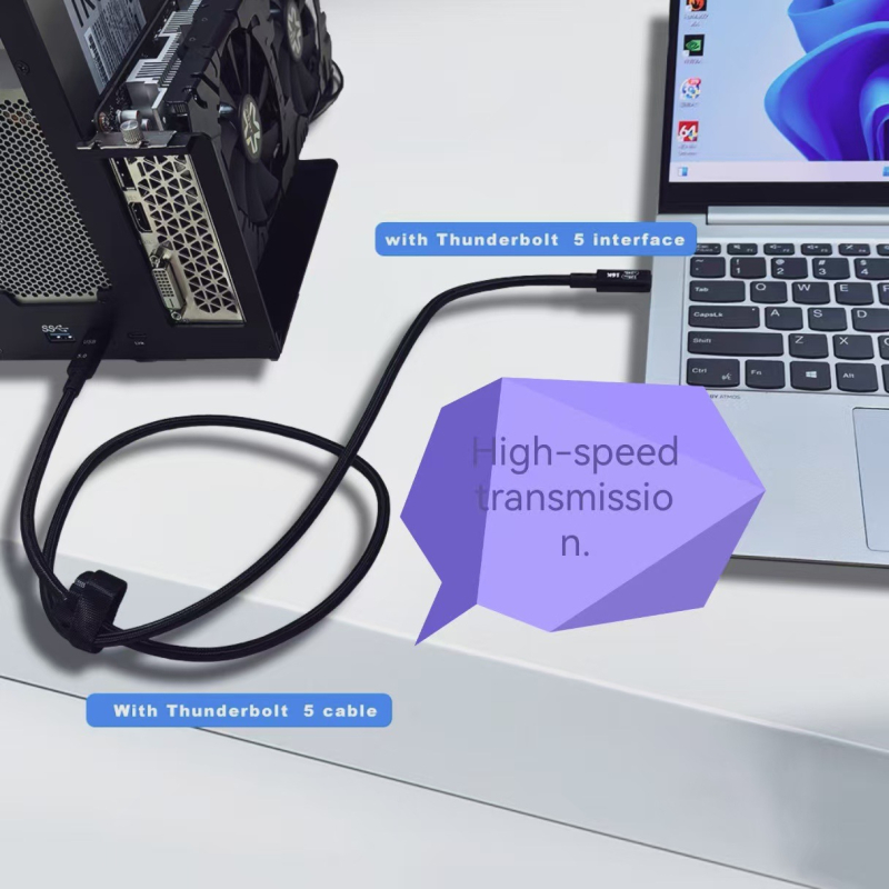 Kõik-ühes C-tüüpi kaabel Thunderbolt 5 andmekaabel 120G edastus 16K 24/7 240W Ühildub Thunderbolt 4 ja Thunderbolt 3-ga