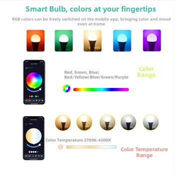 Nutikas LED-värvimuutev pirn RGB-pirn E27 keeratava sokliga Trendikas värvimuutev mitmevärviline atmosfääriga RGB-pirn