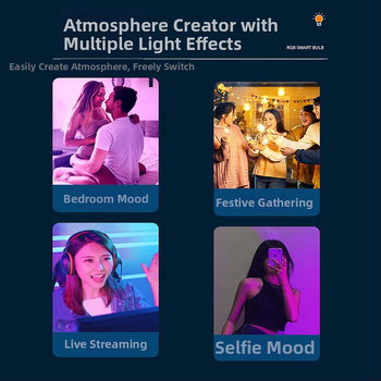 Nutikas LED-värvimuutev pirn RGB-pirn E27 keeratava sokliga Trendikas värvimuutev mitmevärviline atmosfääriga RGB-pirn