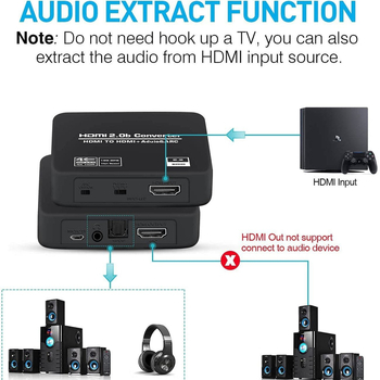 HDMI-heli jaotur HDMI2.0 4K120HZ HDMI-st HDMI SPDIF 3.5 audio ARC-ks