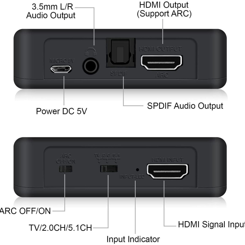 HDMI-heli jaotur HDMI2.0 4K120HZ HDMI-st HDMI SPDIF 3.5 audio ARC-ks