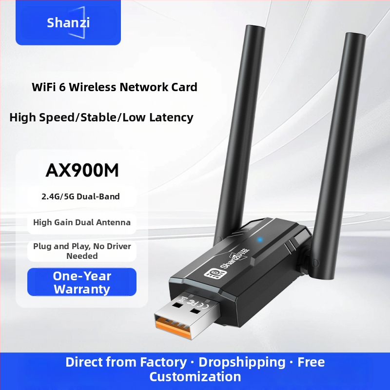 Placă de rețea wireless Flash 5G dual-band, fără unitate, 900M, WiFi6, computer desktop, receptor și transmițător WiFi wireless USB