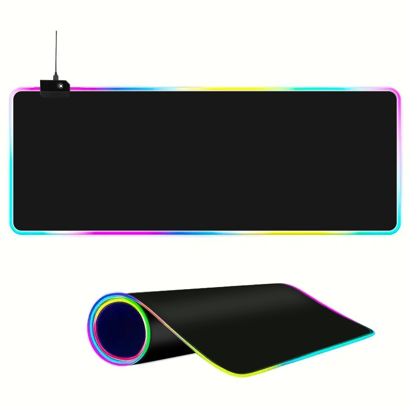 RGB libisemisvastane mänguhiirematt, mitmevärviline LED-taustvalgustusega lauamatt, 400 x 900 mm, sünteetiline kumm, piiriülene eksklusiivne pakkumine