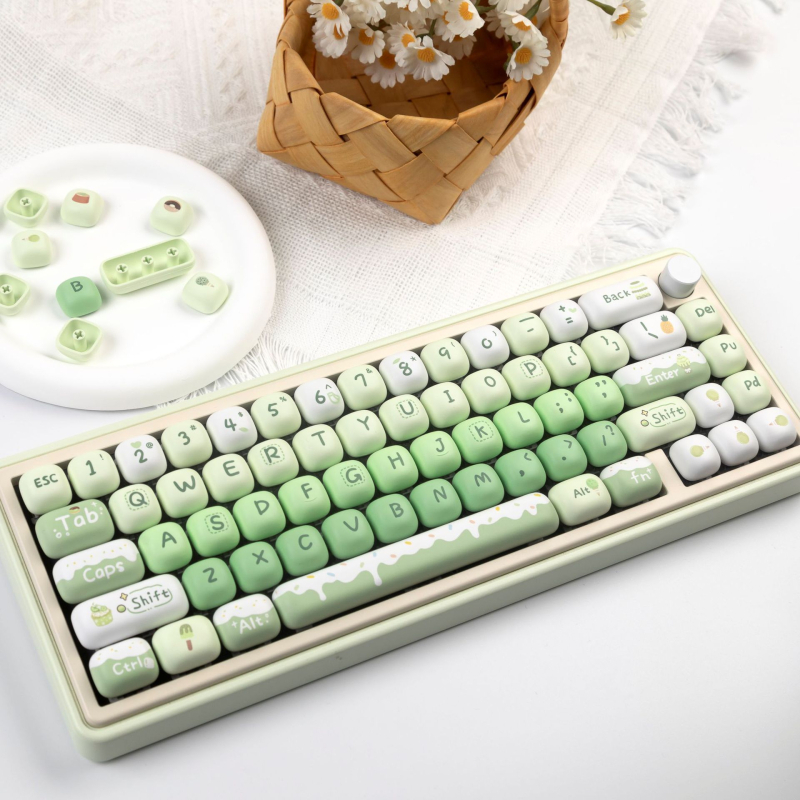 „Mog Steamed Bun“ klavišų dangtelių žalias deserto rinkinys, Pbt sublimacijos klavišų dangtelių padalintos vietos 7U papildymas