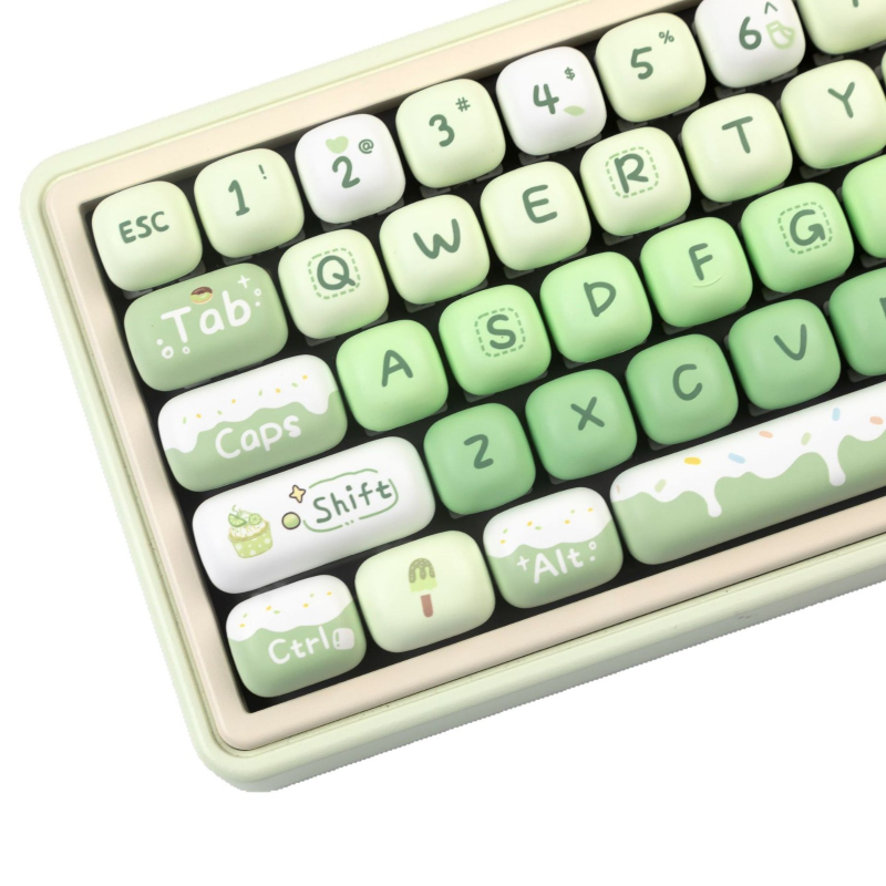 „Mog Steamed Bun“ klavišų dangtelių žalias deserto rinkinys, Pbt sublimacijos klavišų dangtelių padalintos vietos 7U papildymas