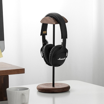 Βάση ακουστικών από μαύρο ξύλο καρυδιάς, βάση ακουστικών από μασίφ ξύλο καρυδιάς, ξύλινη βάση ακουστικών, απλή κρεμάστρα για ράφια επίδειξης