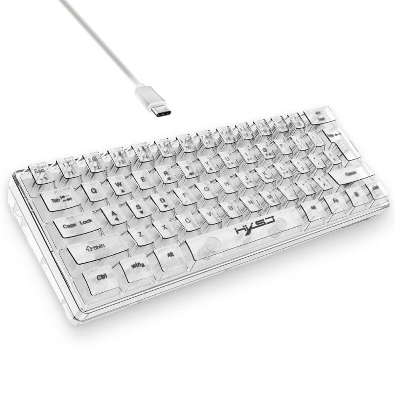 HXSJ nauja laidinė membraninė klaviatūra su 61 klavišo permatomu korpusu, RGB šviesos efekto, linijų atskyrimo žaidimu, biuro namų kompiuteriui