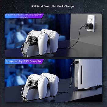 PS5 mängukontrolleri kahekordne laadimisalus P5 käepidemega kiirlaadija P5 käepidemega laadija Type-C