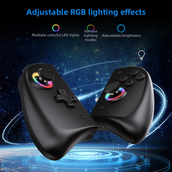 LinYuvo Lianyou превключвател вграден геймпад с цветна RGB светлина, бутон за заден ход, метални рокерски дръжки, лява и дясна