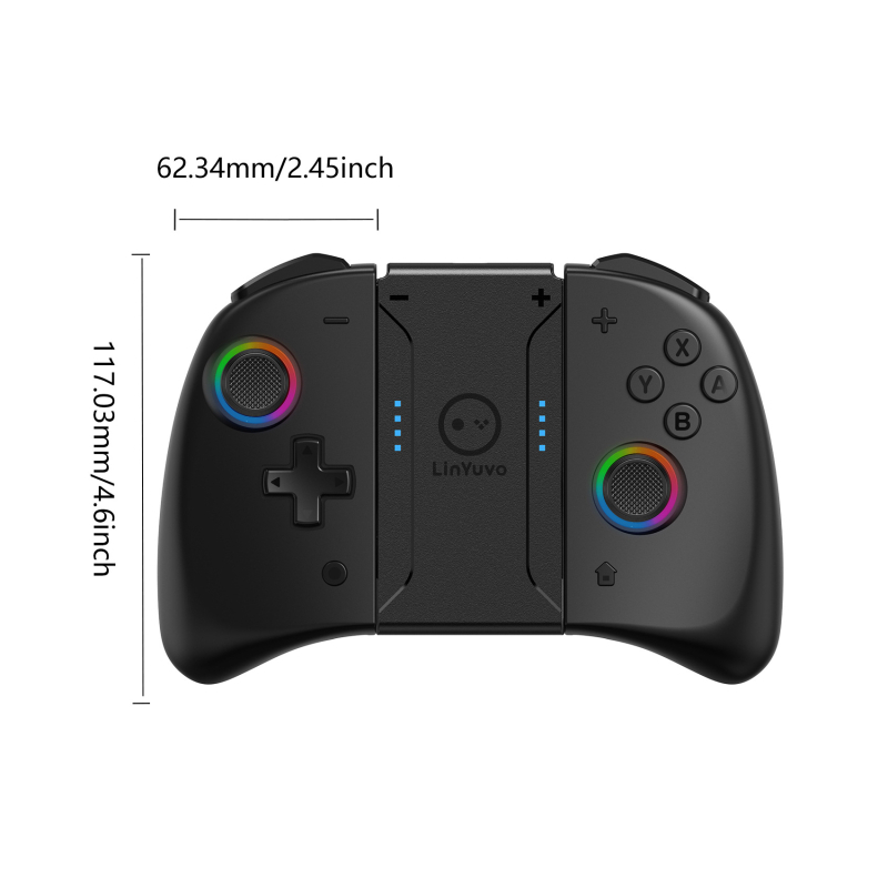 LinYuvo Lianyou slēdzis iebūvēts spēļu vadības panelis krāsains RGB gaismas aizmugurējais taustiņš metāla rokturis kreisais un labais rokturis