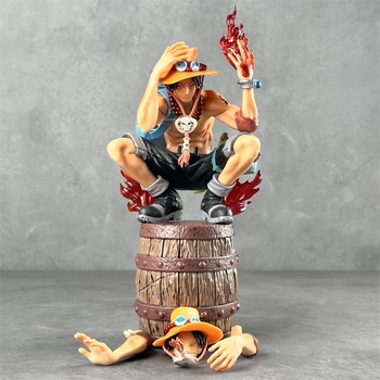 One Piece Flame Ace Barrel Squatting Ace kahepealine vahetatav käsi anime mudeli kuju ornament hulgimüük