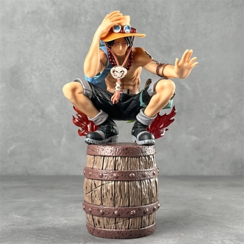 One Piece Flame Ace Barrel Squatting Ace kahepealine vahetatav käsi anime mudeli kuju ornament hulgimüük