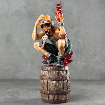 One Piece Flame Ace Barrel Squatting Ace kahepealine vahetatav käsi anime mudeli kuju ornament hulgimüük
