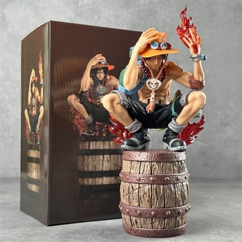 One Piece Flame Ace Barrel Squatting Ace kahepealine vahetatav käsi anime mudeli kuju ornament hulgimüük
