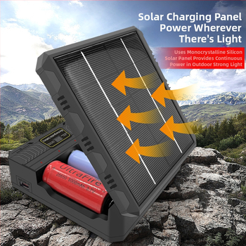 18650 liitiumaku laadija multifunktsionaalne kiirlaadimisega välistingimustes kasutatav päikeseenergia nelja pesaga nutikas laadija 26650