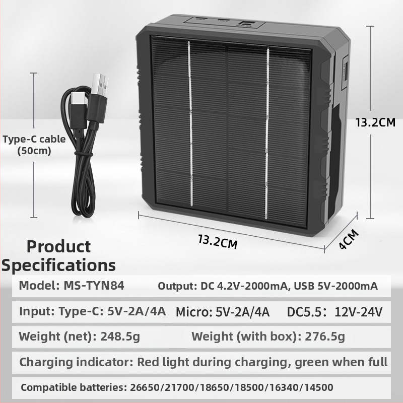 18650 зарядно за литиеви батерии, многофункционално бързо зареждане, външна слънчева енергия, четирислотово интелигентно зарядно устройство 26650
