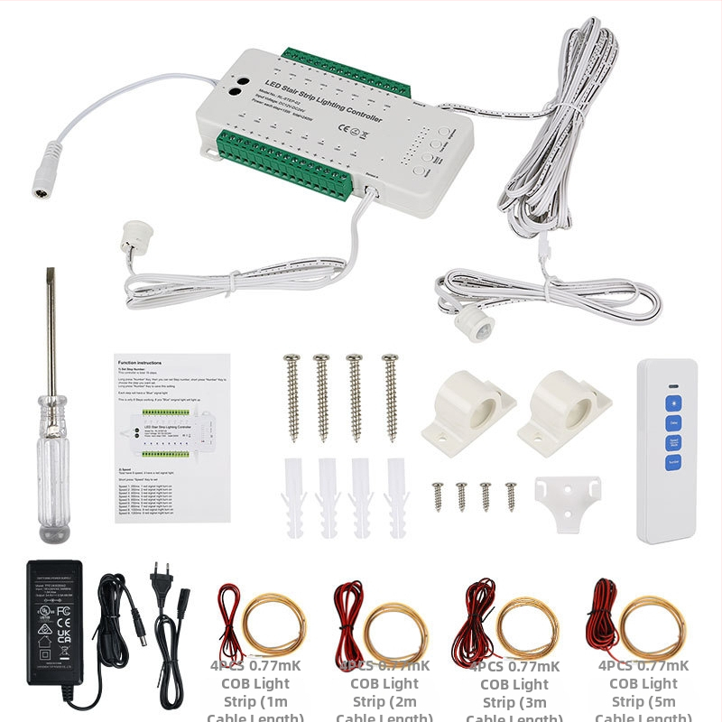 Inimese trepi induktsioonikontroller trepivalgustuse kontroller +16 0,5 m valgusriba + toiteploki komplekt kontroller