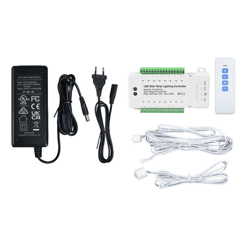 Inimese trepi induktsioonikontroller trepivalgustuse kontroller +16 0,5 m valgusriba + toiteploki komplekt kontroller