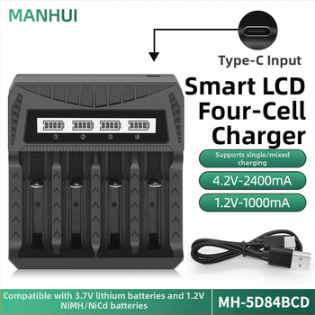 Akulaadija USB LCD-ekraaniga nutikas Aa/Aaa aku 18650 26650 21700 laadija