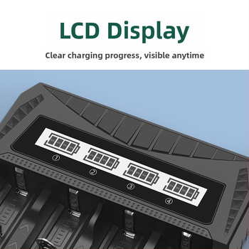 Akulaadija USB LCD-ekraaniga nutikas Aa/Aaa aku 18650 26650 21700 laadija