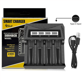 Akulaadija USB LCD-ekraaniga nutikas Aa/Aaa aku 18650 26650 21700 laadija