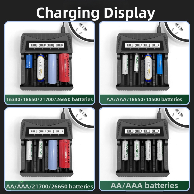 Зарядно за батерии USB LCD екран дисплей интелигентно Aa/Aaa батерии 18650 26650 21700 зарядно