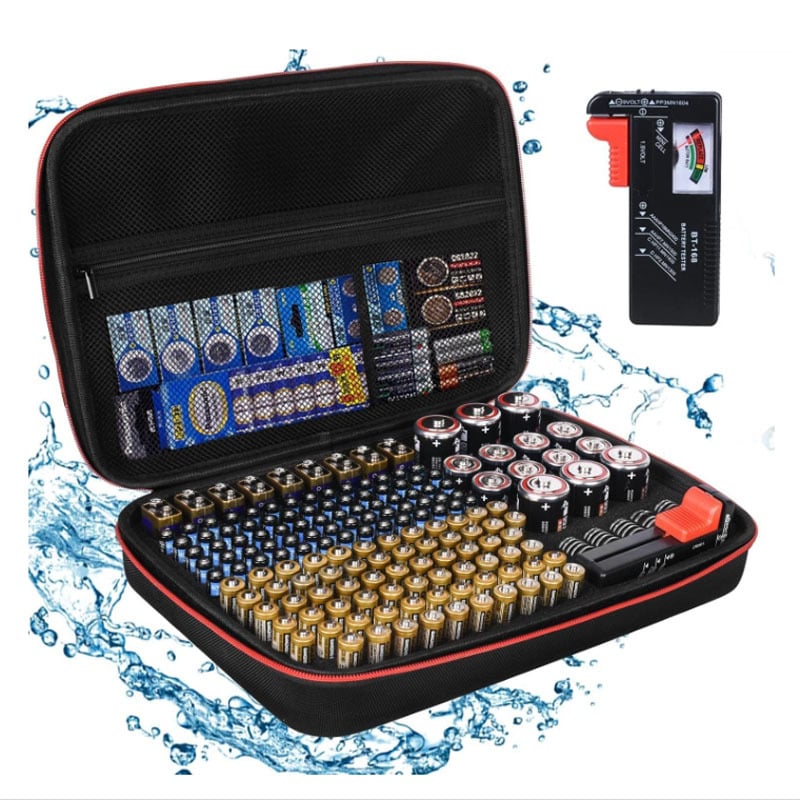 Pachet de baterii EVA cu carcasă rigidă, cu capacitate de 199 de găuri, AA AAA CD, cutie de depozitare pentru baterii de 9V, kit de contor EVA