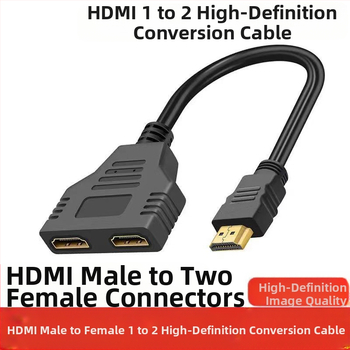 Kullatud liides HDMI üks-kahe kaabel 1/2 kõrglahutusega konversioonikaabel HDMI3D versioon 1.4 isas-kahe emaspistiku muundur