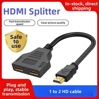 Kullatud liides HDMI üks-kahe kaabel 1/2 kõrglahutusega konversioonikaabel HDMI3D versioon 1.4 isas-kahe emaspistiku muundur