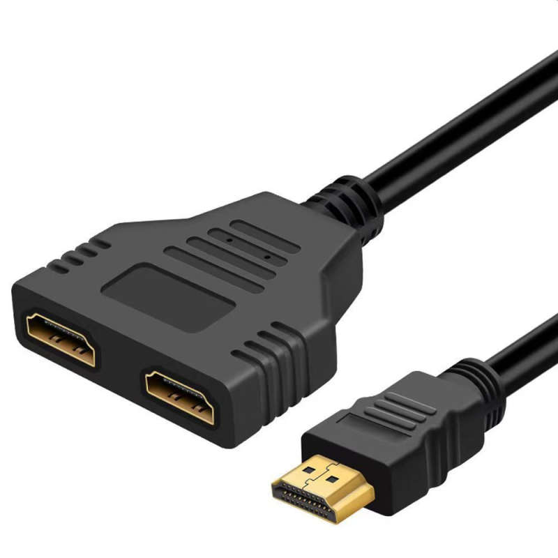 Kullatud liides HDMI üks-kahe kaabel 1/2 kõrglahutusega konversioonikaabel HDMI3D versioon 1.4 isas-kahe emaspistiku muundur