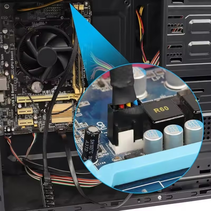 4 kontaktų PWM kompiuterio ventiliatoriaus šakotuvas, 5 krypčių skirstytuvas, 1–5 skirstytuvas, 5 krypčių