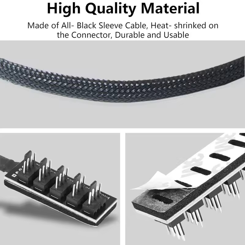 4 kontaktų PWM kompiuterio ventiliatoriaus šakotuvas, 5 krypčių skirstytuvas, 1–5 skirstytuvas, 5 krypčių