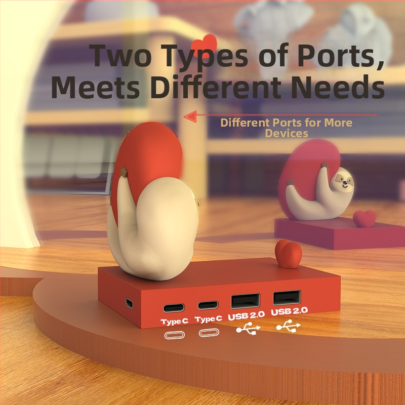 Cezhraničný lenivý 4-portový USB HUB rozbočovač, personalizovaný kreatívny stolný roztomilý držiak na mobilný telefón, dekorácia