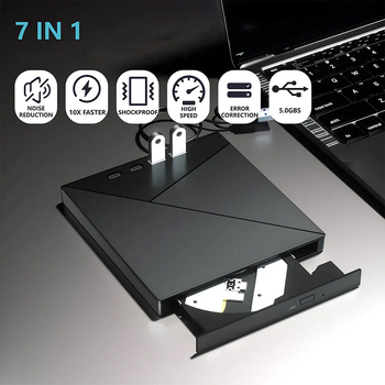 Unitate optică externă multifuncțională șapte într-unul, scriere USB tip C, hub DVD mobil pentru laptop