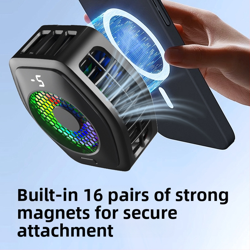 Uus digitaalse ekraaniga reaalajas mobiiltelefoni radiaatori ülivaikne magnetiline pooljuhtjahutusventilaator jäätumise tagaklamber