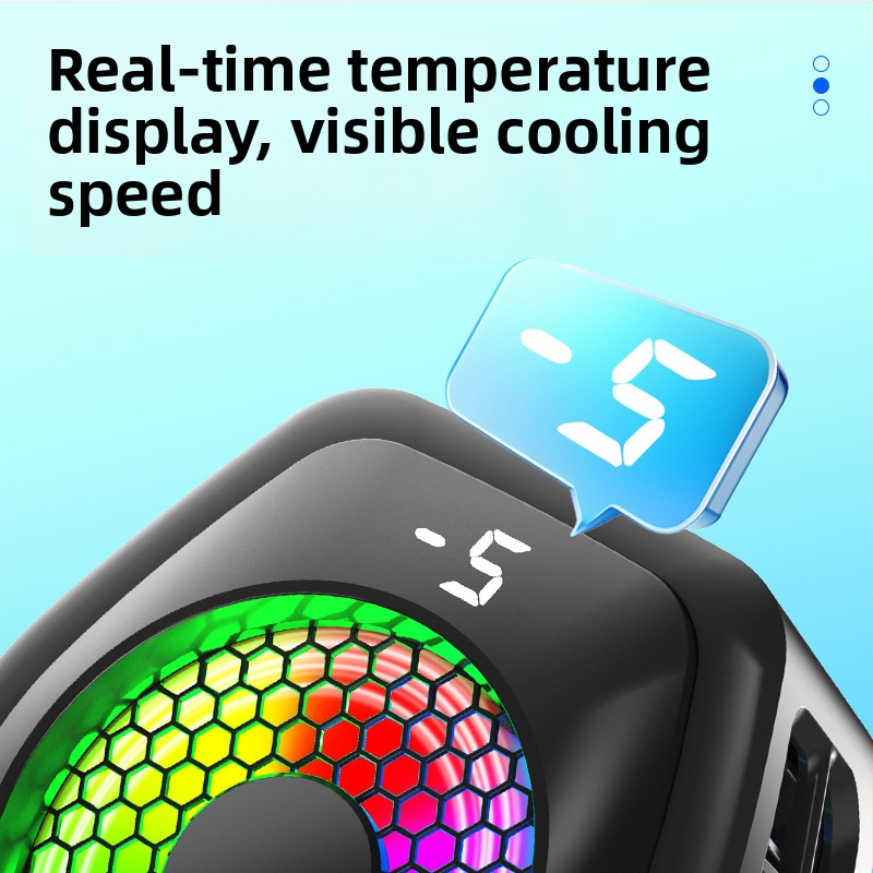 Нов цифров дисплей на живо радиатор за мобилен телефон, ултра тих магнитен полупроводников охлаждащ вентилатор, заклещващ заден клипс