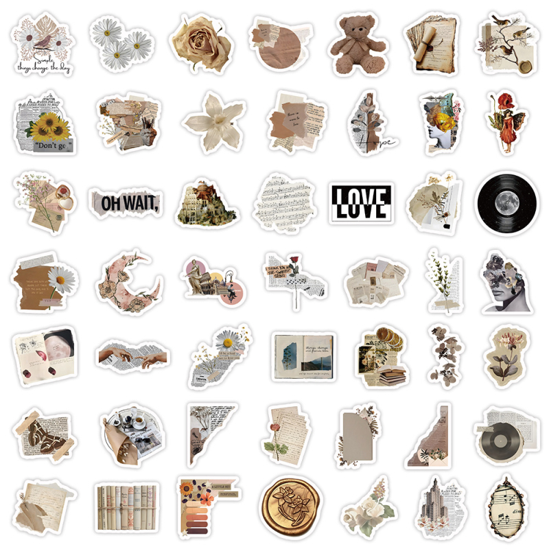 100 tükki räbaldunud ajalehe kirjanduslikke retro grafiti kleebiseid veekruus märkmik märkmik veekruus veekindlad grafiti kleebised