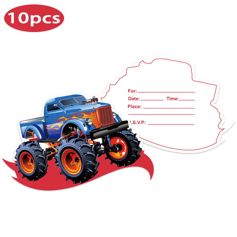 Налични покани с тема „Чудовище камион“, покани за рожден ден, картички за празнично парти, поздравителни картички за парти