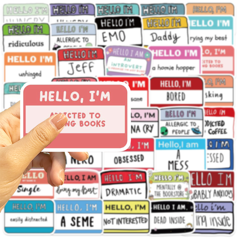 50 Hello I am seeria kleebist piiriülesed dekoratiivsed mobiiltelefoniümbrised pagasikülmiku veekindlad kleebised hulgimüügist